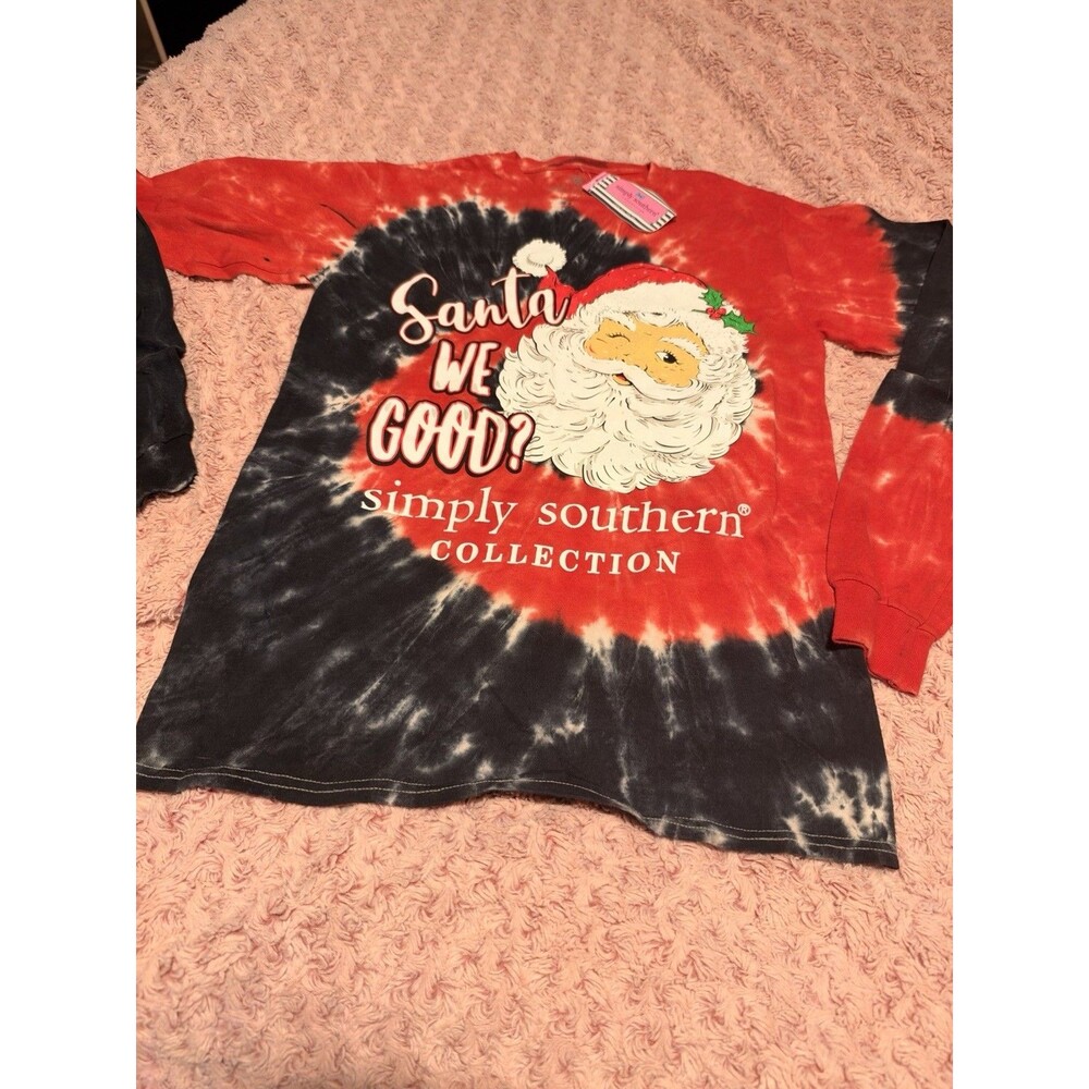Simply Southern Christmas holiday long sleeve t-shirt Santa We Good Small